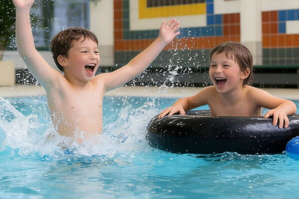 Kinder feiern Geburtstag im Hallenbad - Schwimmen, Rutschen und Spaß im Uslarer Badeland